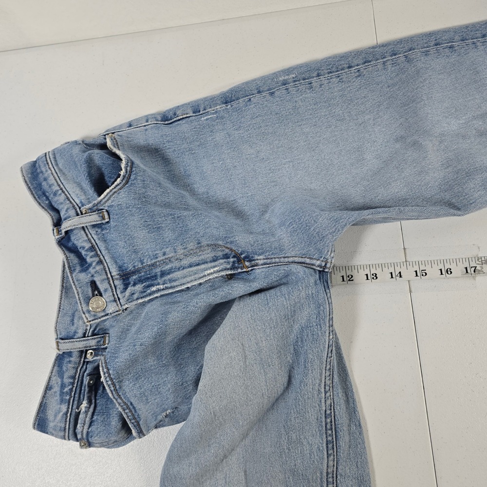 Abercrombie Fitch 90s Straight Ultra High Rise Light Wash Distressed Jeans 27 4R - Picture 6 of 8